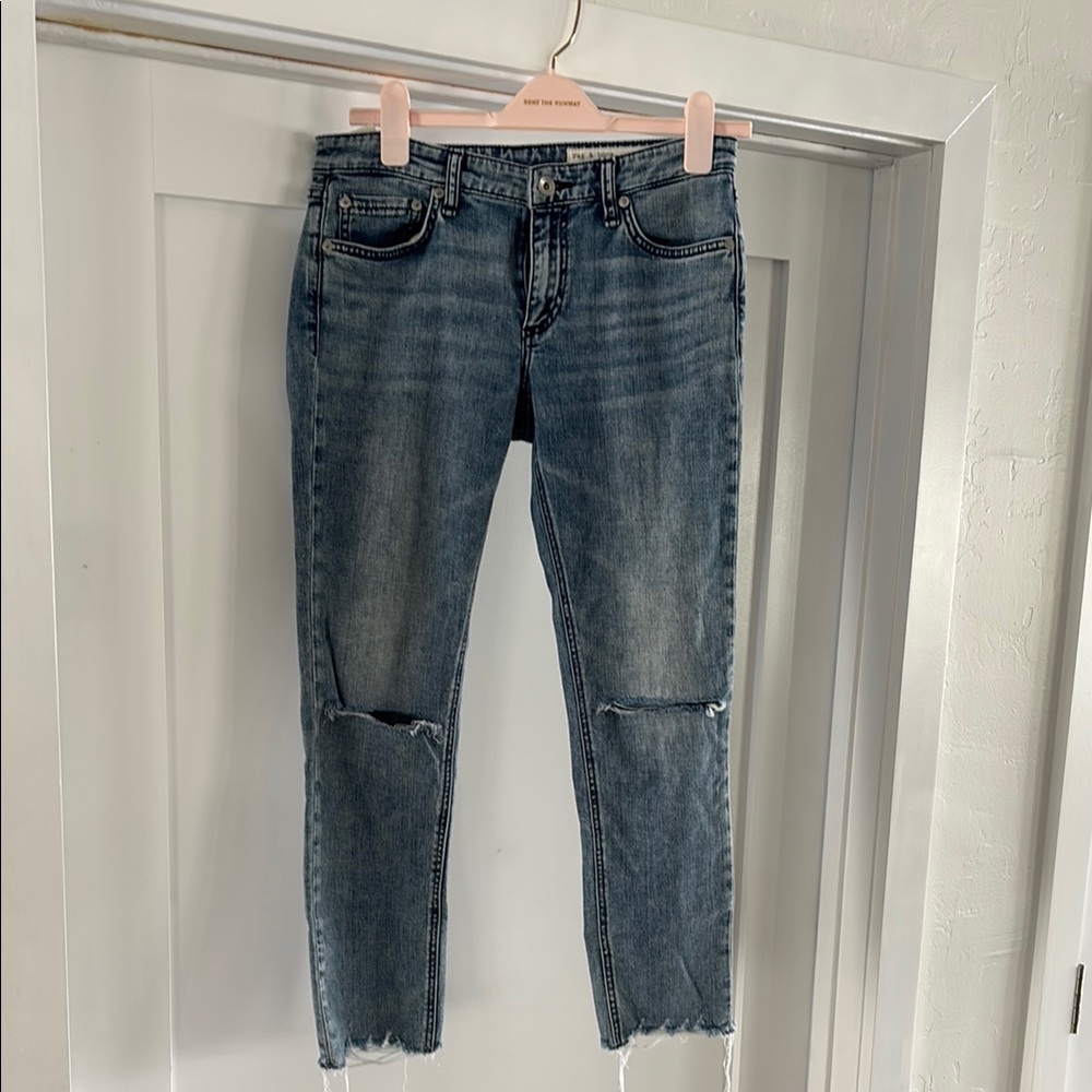 Rag & Bone Blue Ankle Cropped Jeans